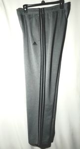 Adidas Mens Track Pants Size L Dark Grey w/ Black